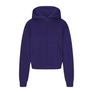 SKIMS Cotton Fleece Full Zip Hoodie Sweatshirt in Concord